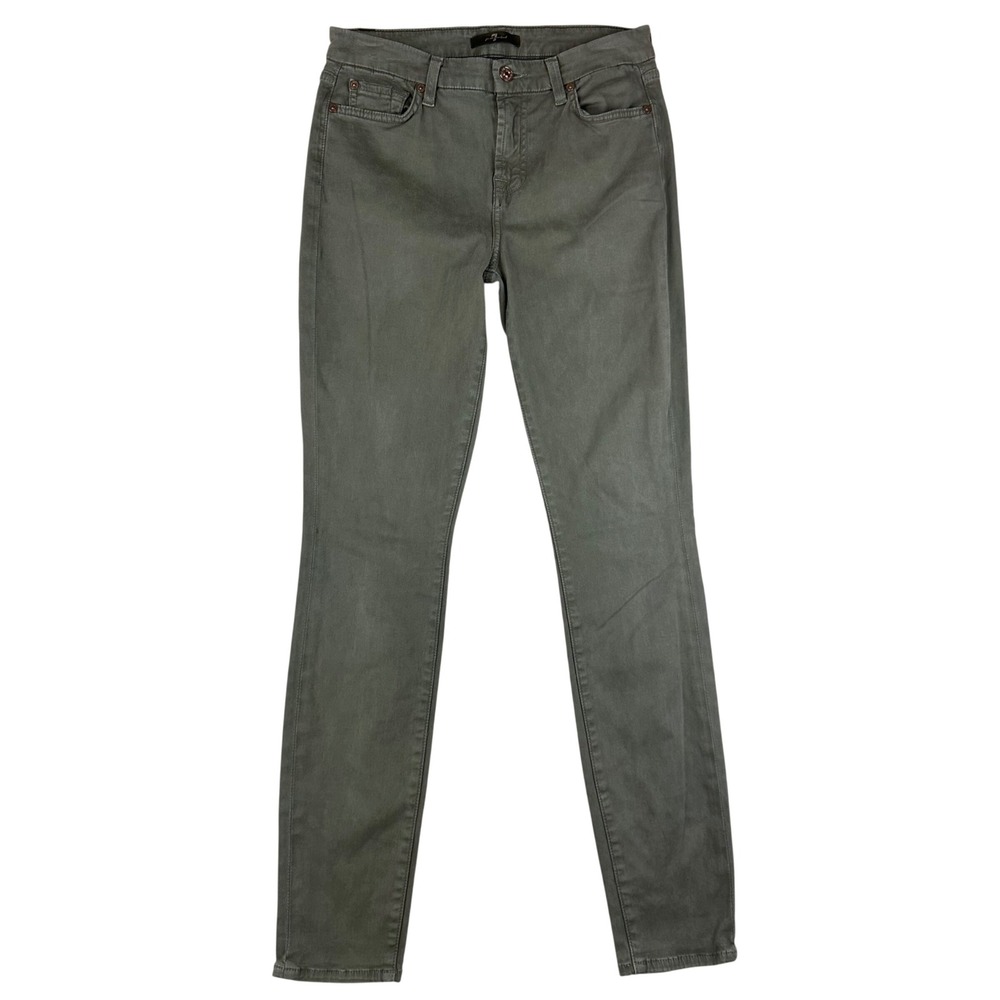 7 For All Mankind Pants Womens Skinny Slim 26 Green Stretch Cotton